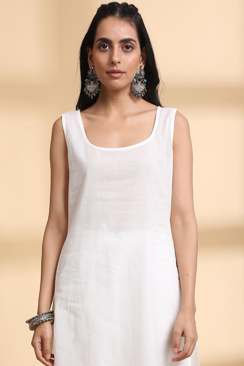 Off-White Handcrafted Straight Cotton Kurta