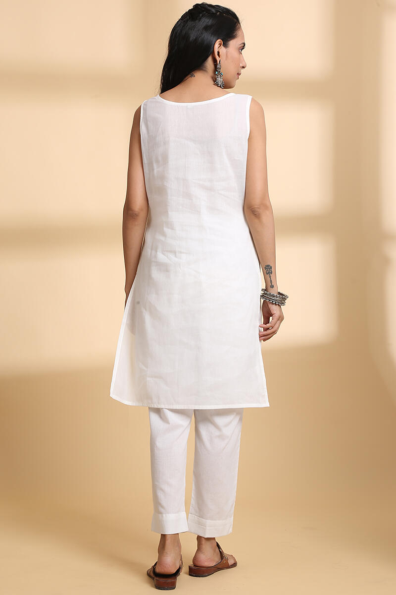 Off-White Handcrafted Straight Cotton Kurta