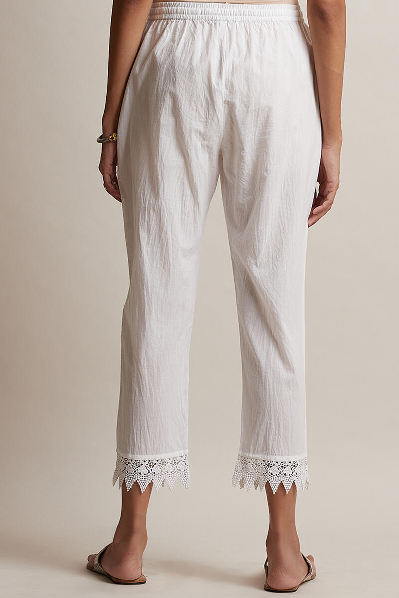 Off-White Handcrafted Cotton Narrow Pants