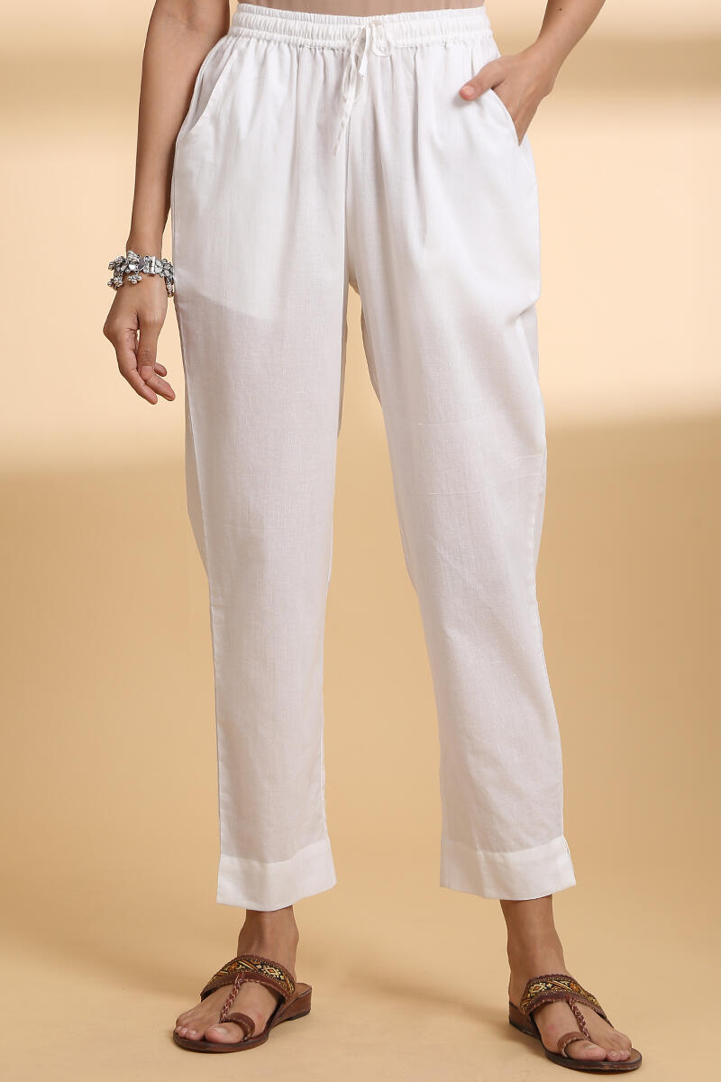 Off-White Cotton Narrow Pants