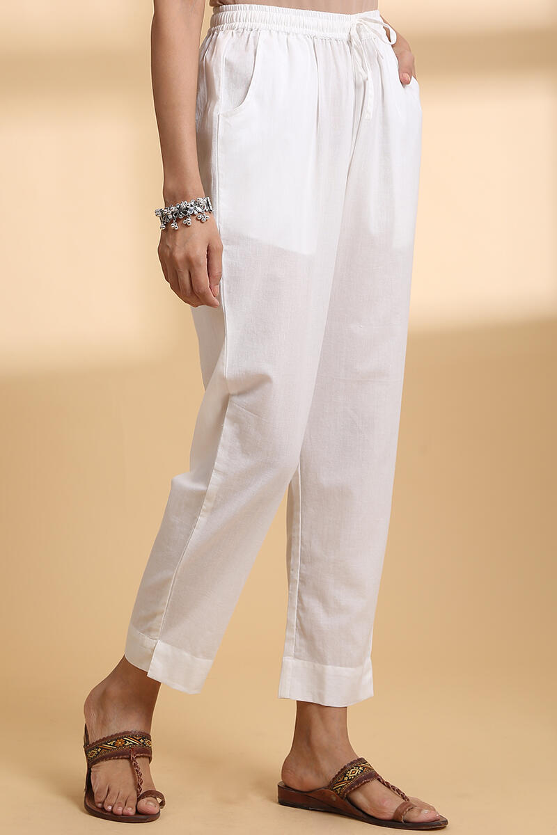 Off-White Cotton Narrow Pants