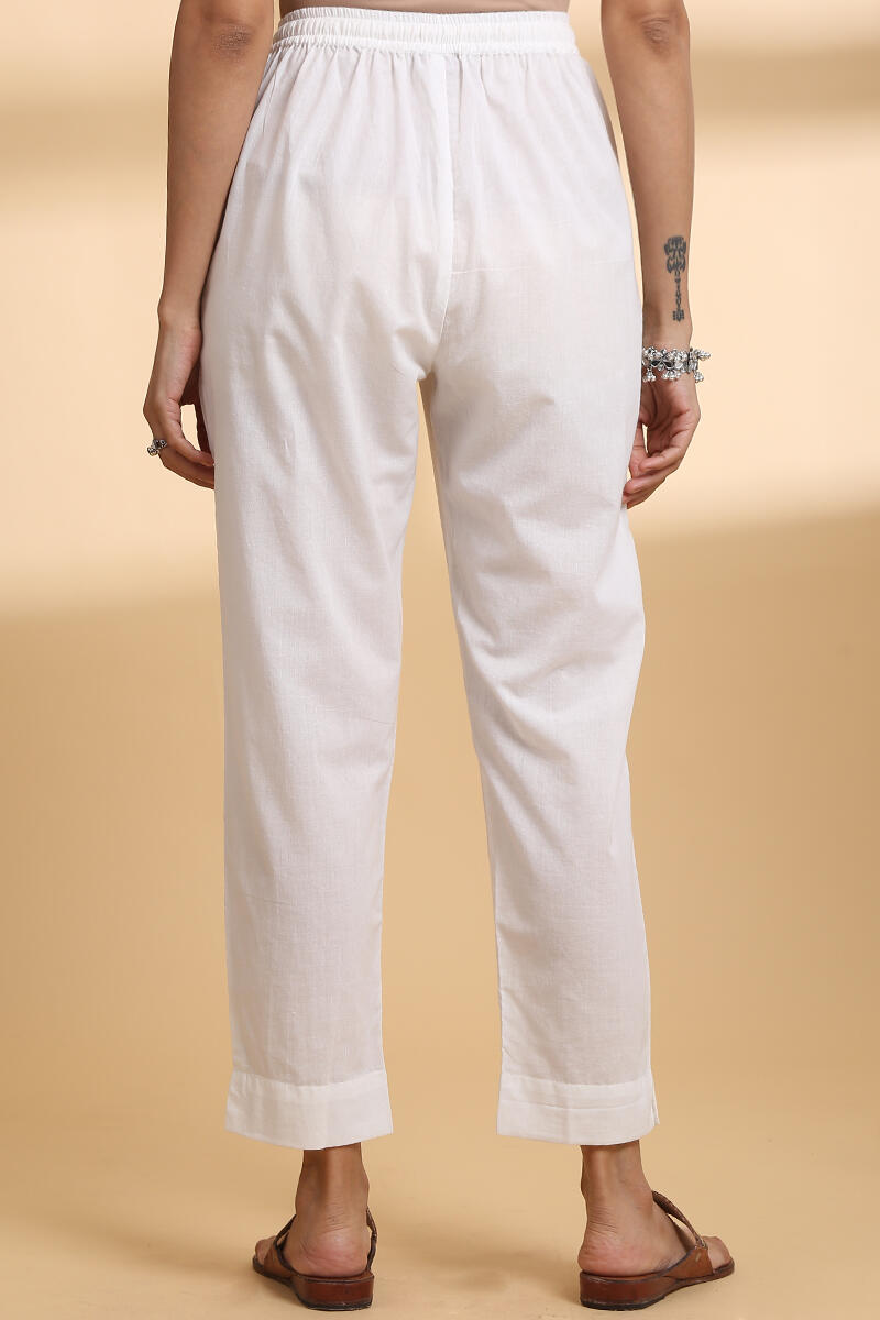 Off-White Cotton Narrow Pants