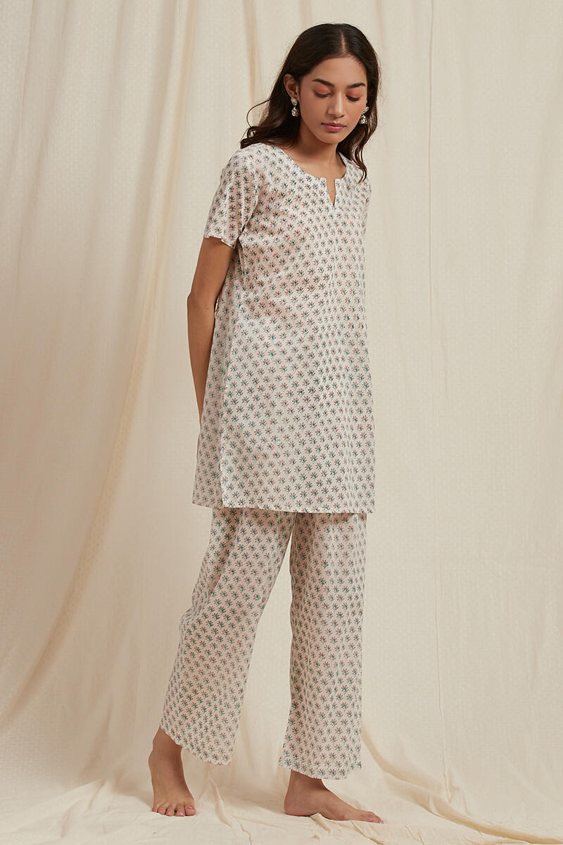 Off-White Cotton Pyjama Set