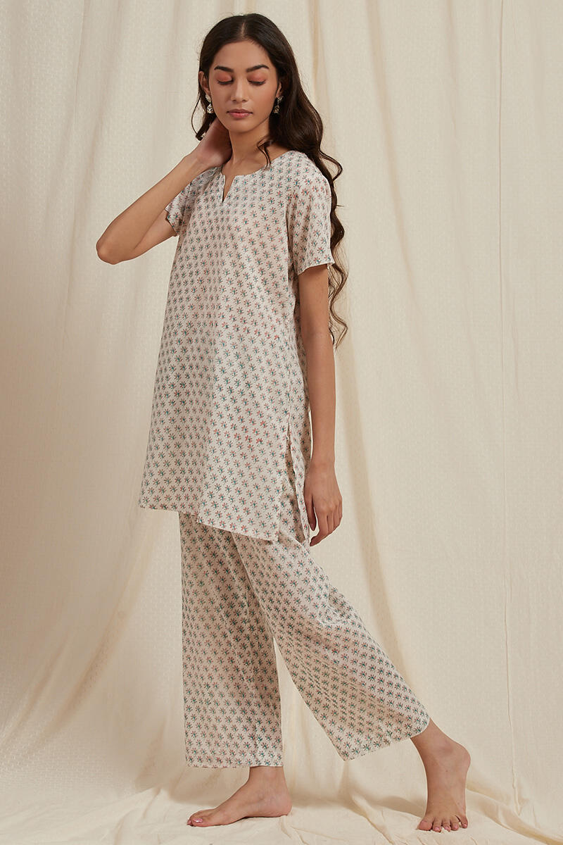 Off-White Cotton Pyjama Set