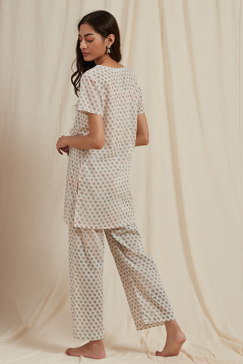 Off-White Cotton Pyjama Set
