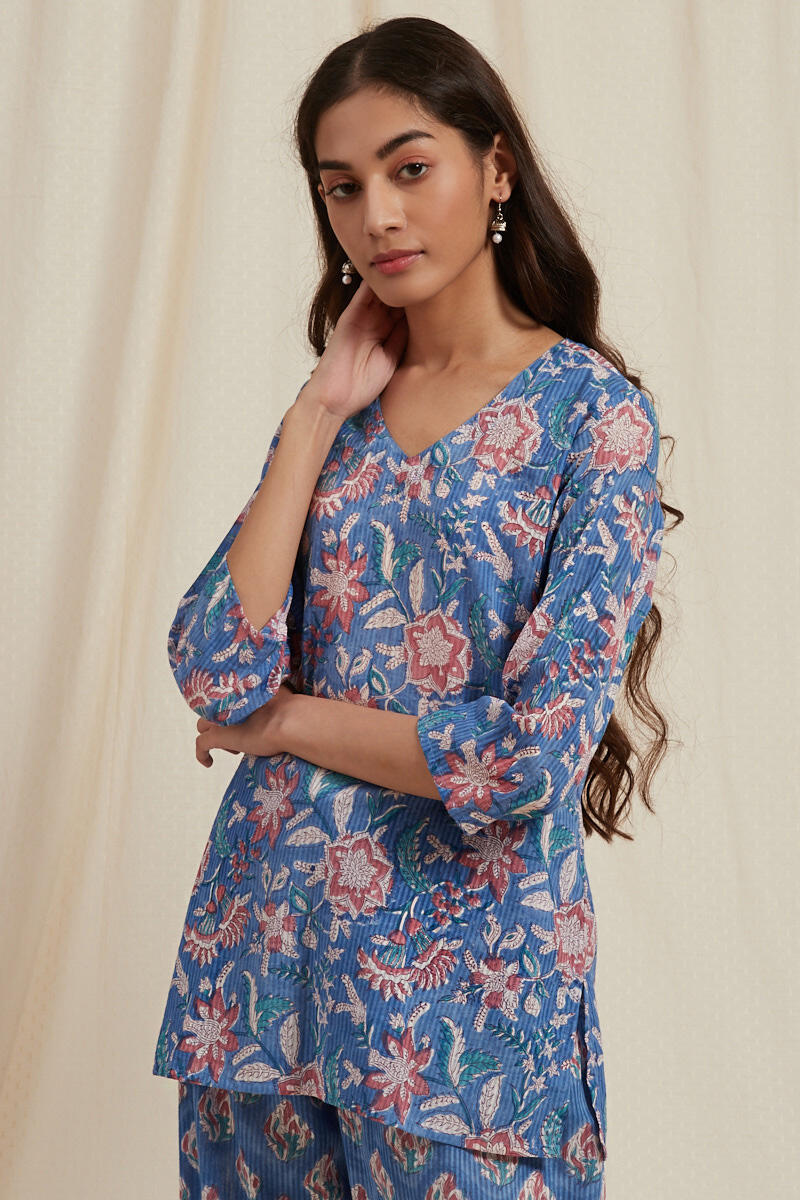 Blue Cotton Pyjama Set