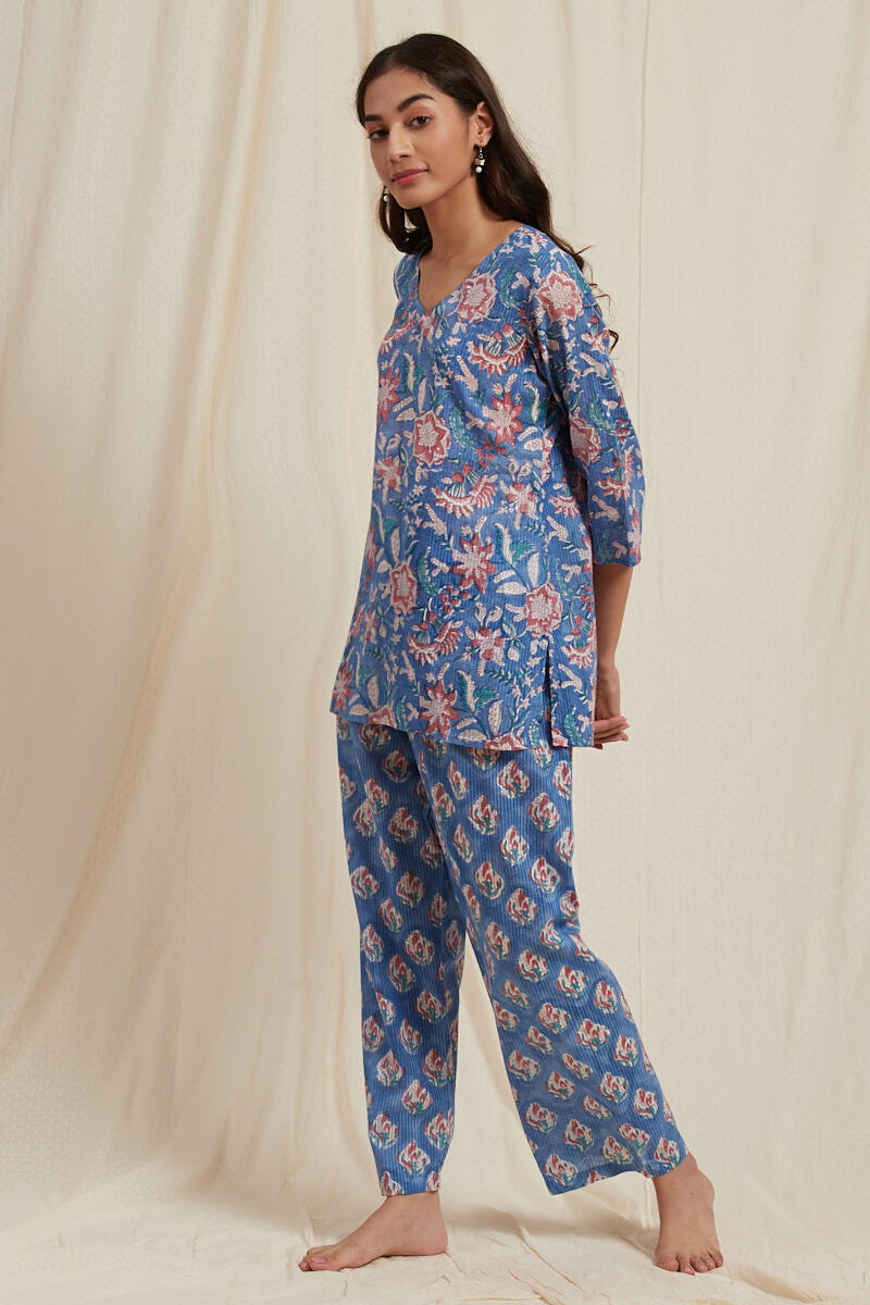 Blue Cotton Pyjama Set