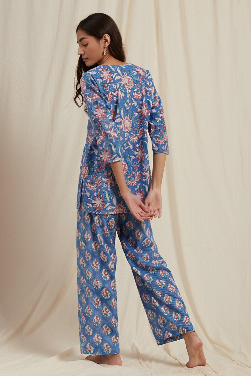Blue Cotton Pyjama Set