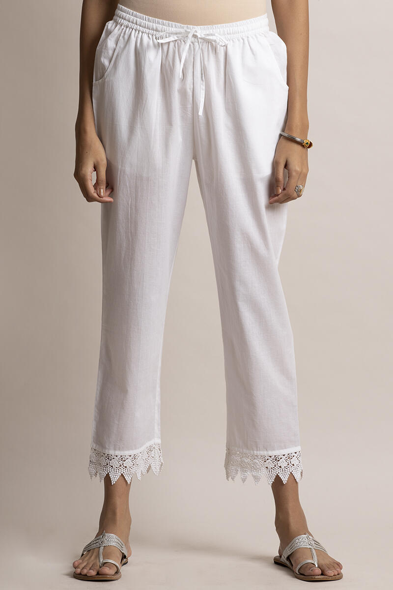 Buy Roza White Lace Narrow Pants