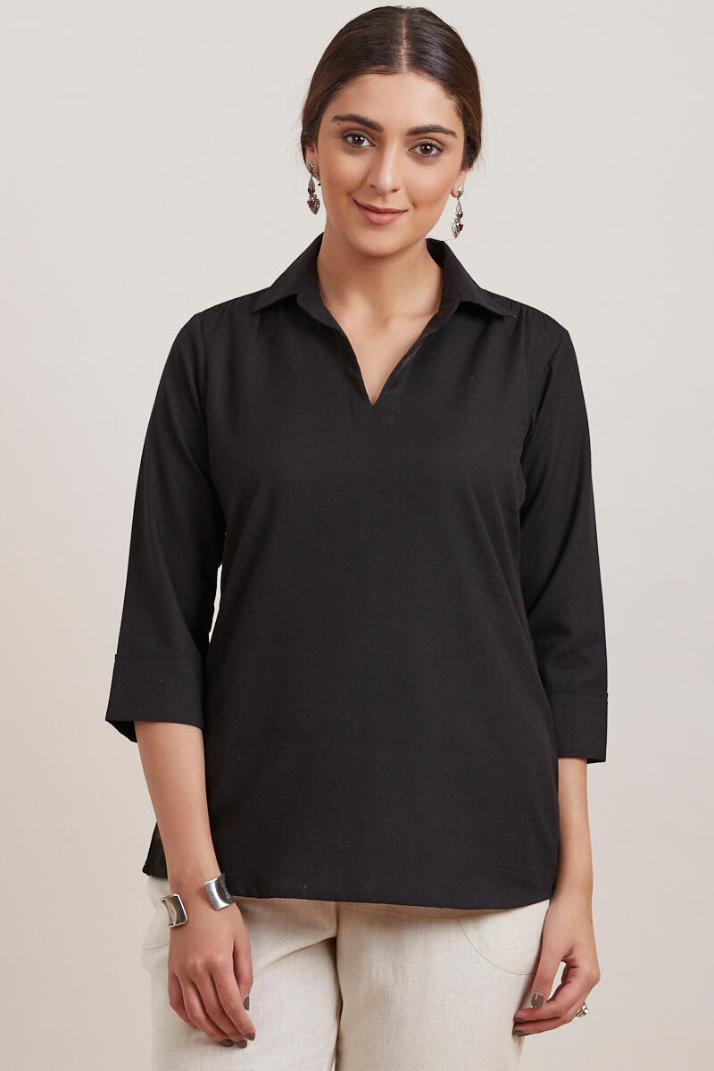 Black Handcrafted Cotton Top