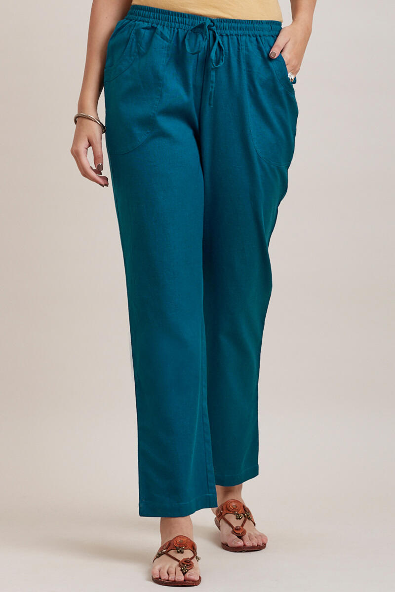 Blue Handcrafted Cotton Pants