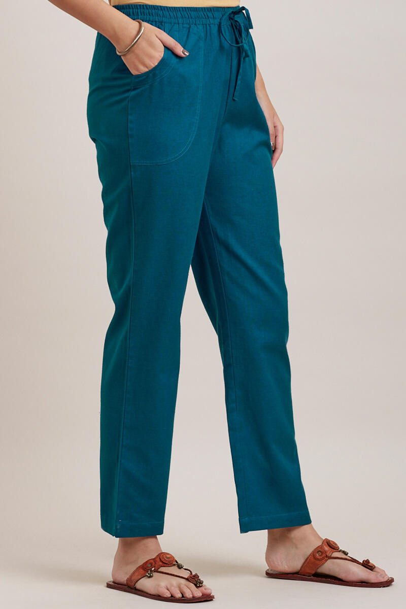 Blue Handcrafted Cotton Pants