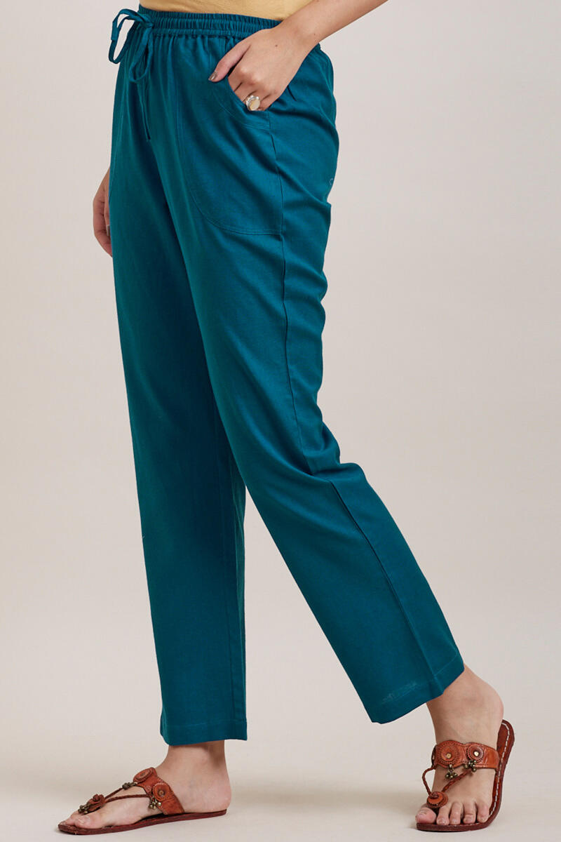 Blue Handcrafted Cotton Pants