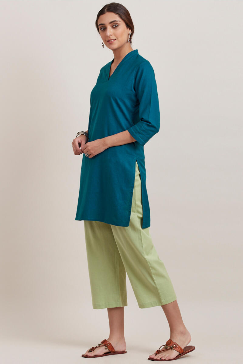 Blue Handcrafted Short Cotton Kurta