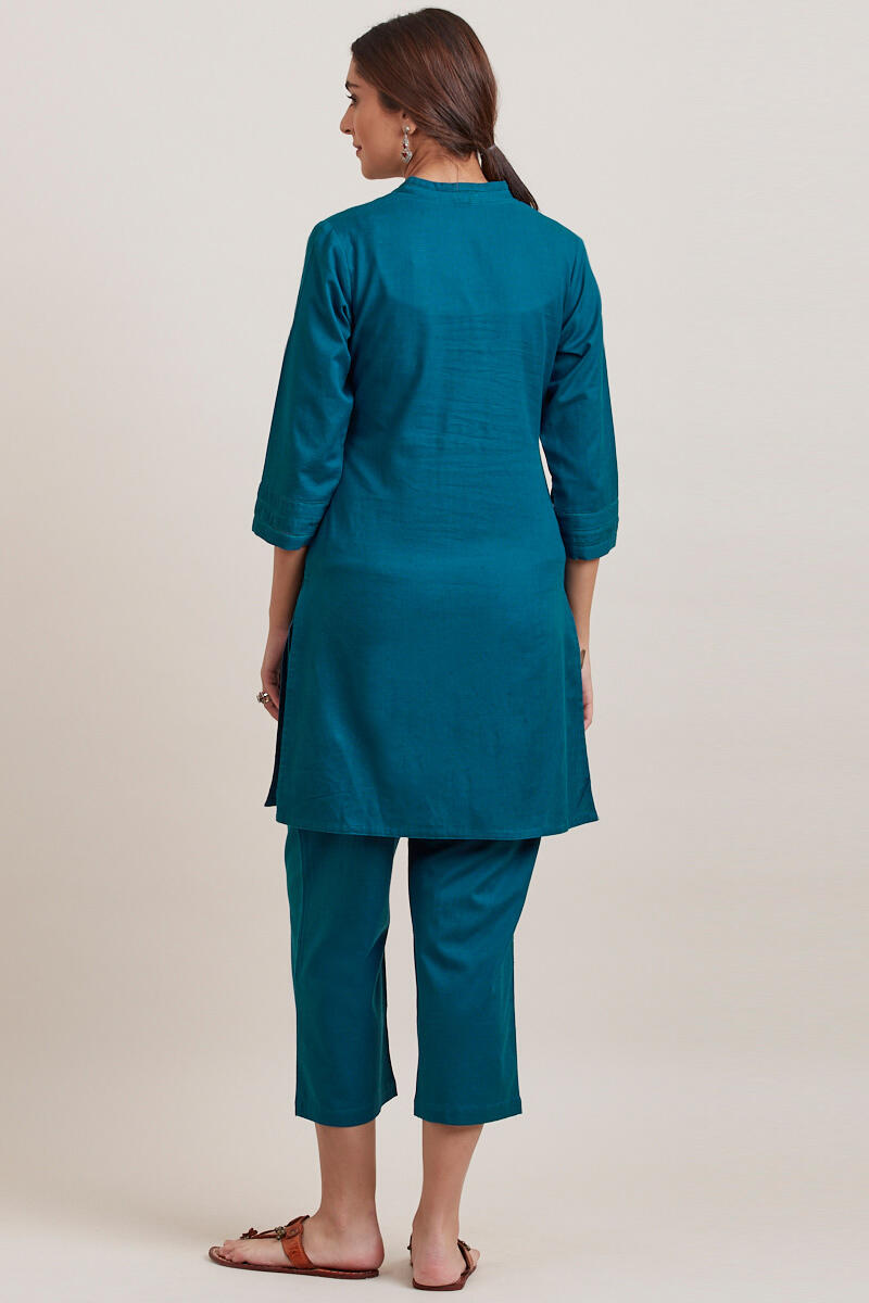 Blue Handcrafted Short Cotton Kurta