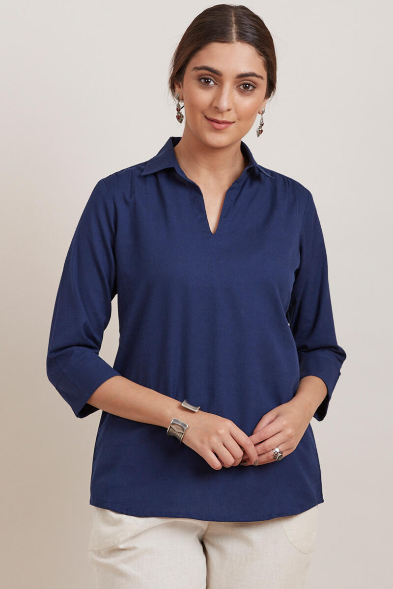 Blue Handcrafted Cotton Top
