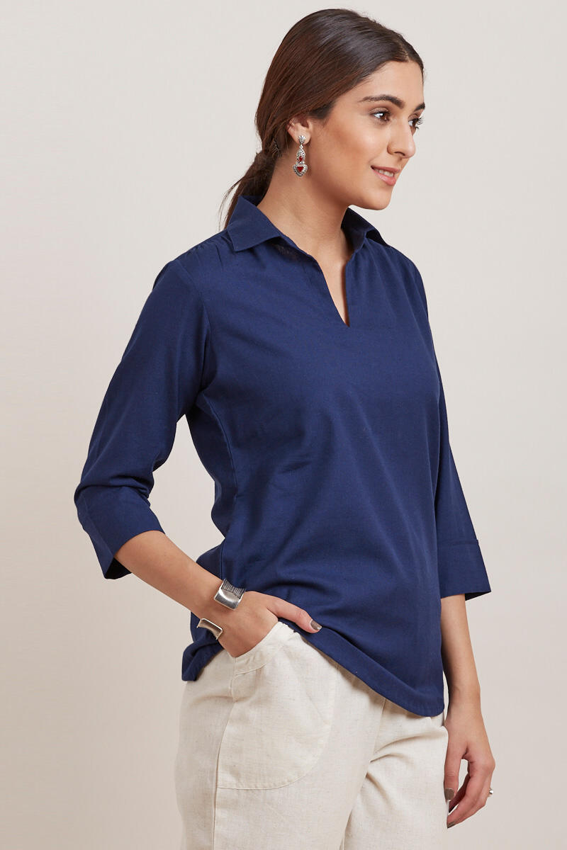 Blue Handcrafted Cotton Top