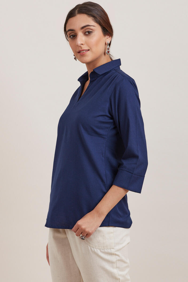 Blue Handcrafted Cotton Top