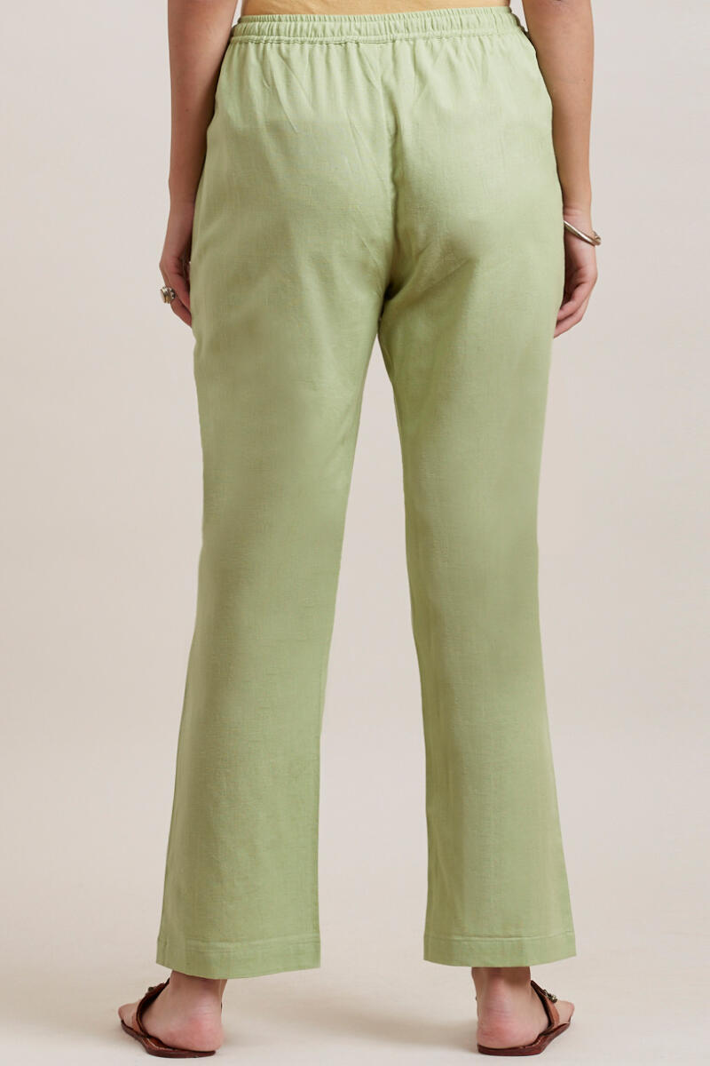 Green Handcrafted Cotton Pants