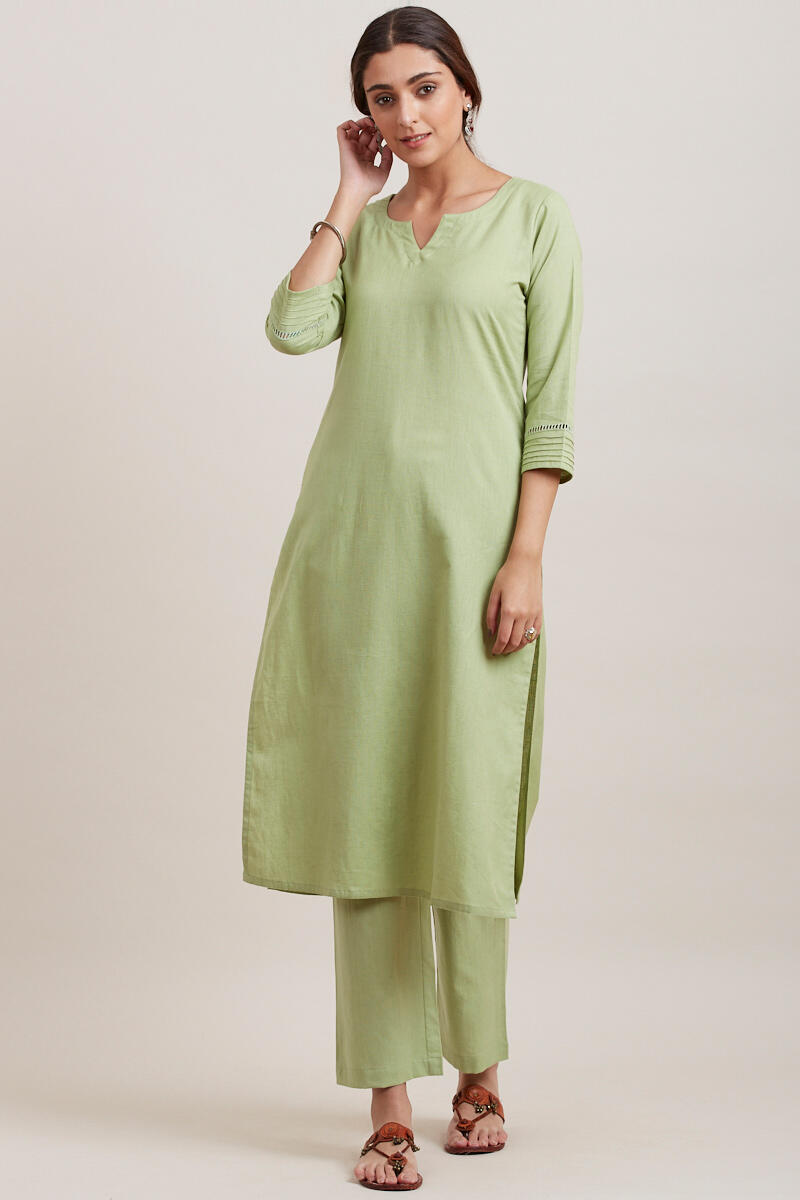 Green Handcrafted Cotton Pants