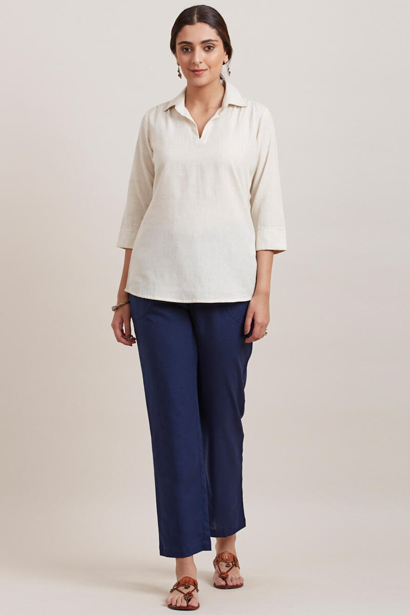 Off-White Handcrafted Cotton Top