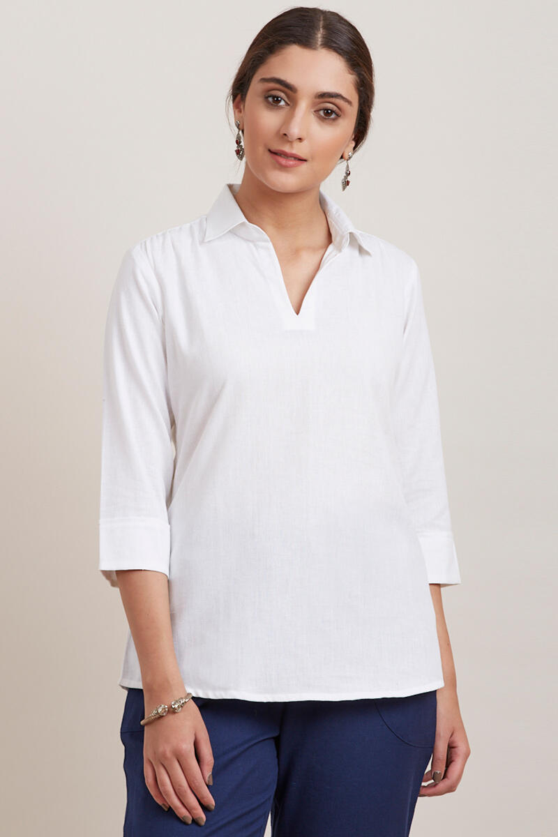 White Handcrafted Cotton Top