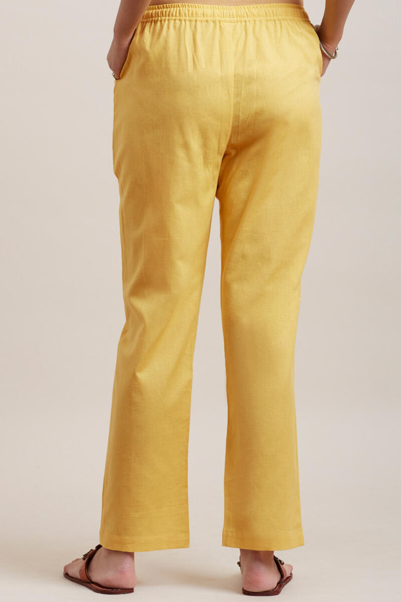 Yellow Handcrafted Cotton Pants