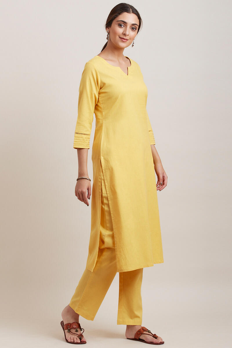 Yellow Handcrafted Cotton Pants