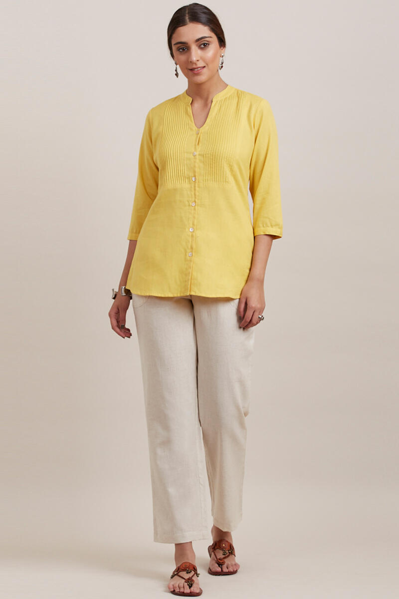 Yellow Handcrafted Cotton Shirt