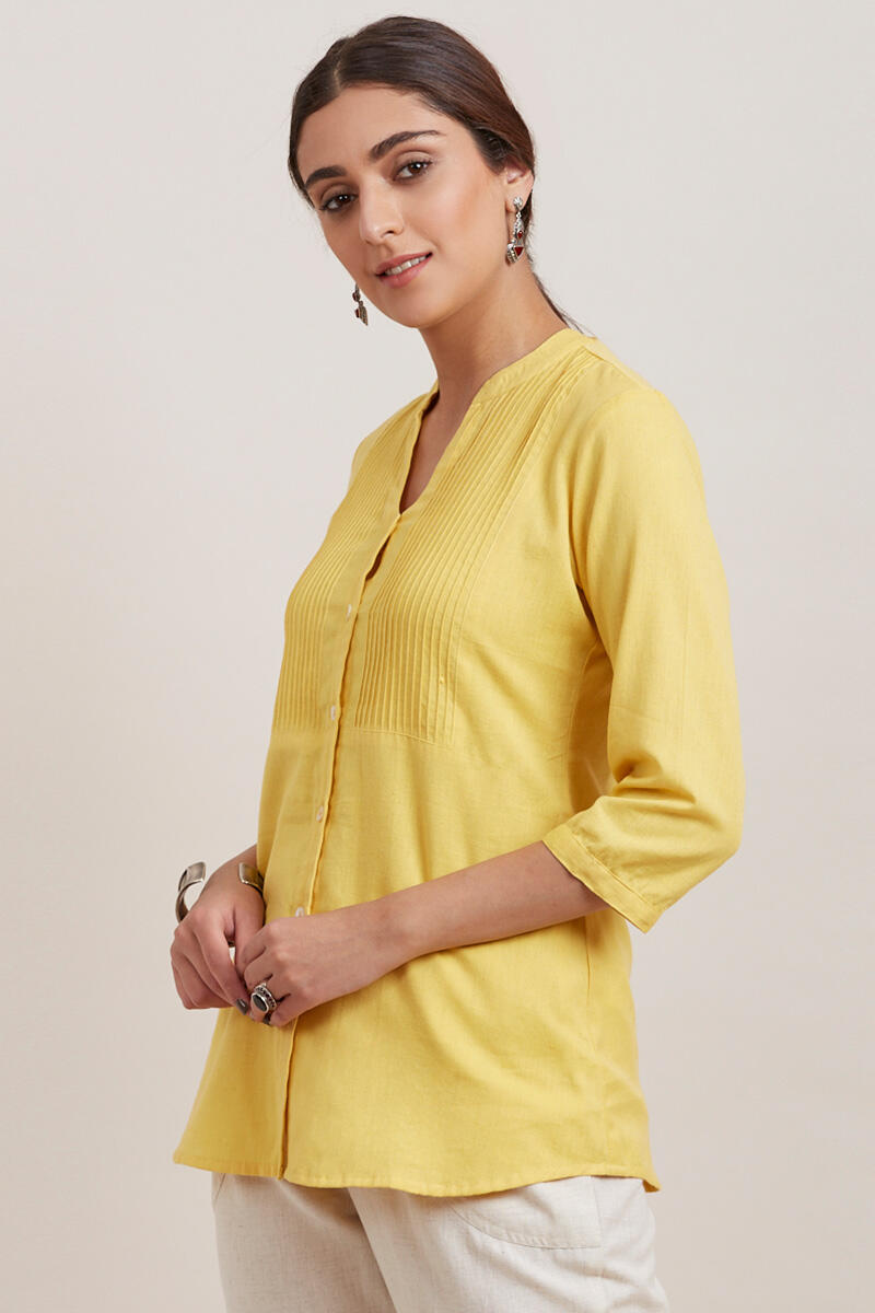 Yellow Handcrafted Cotton Shirt
