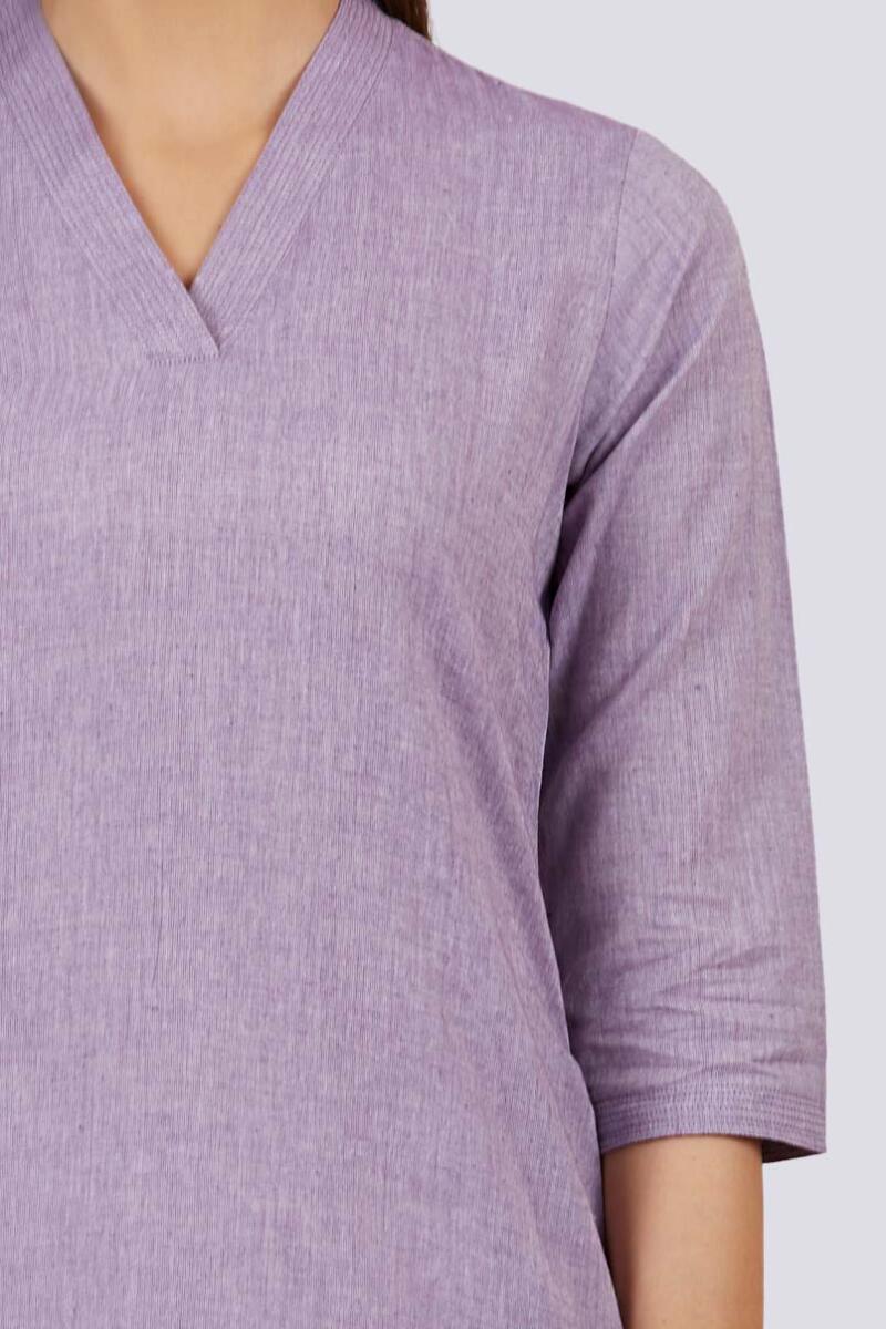 Purple Handcrafted Straight Cotton Kurta