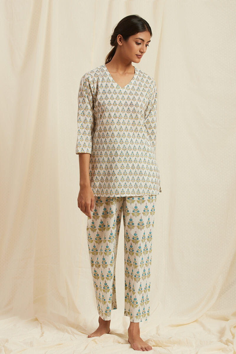 Turquoise Cotton Pyjama Set