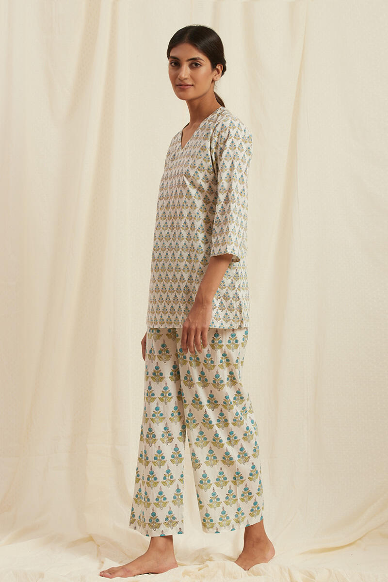 Turquoise Cotton Pyjama Set