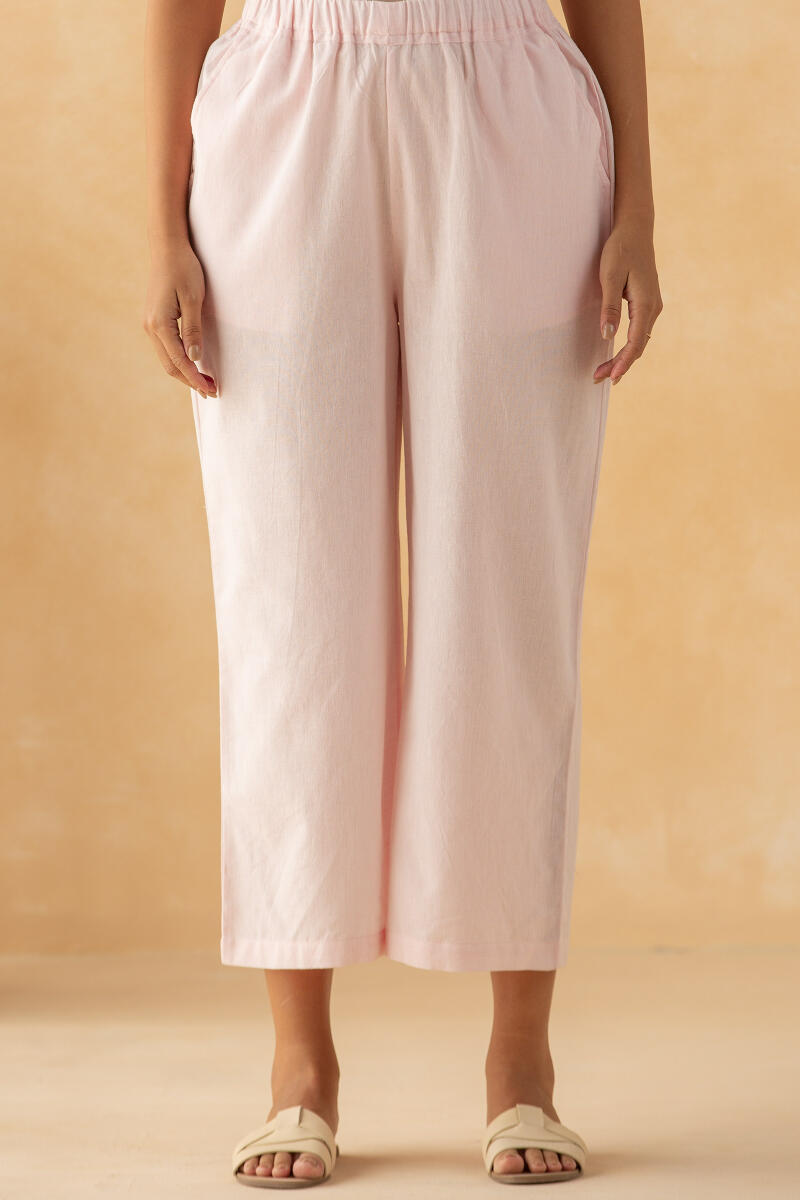 Pink Handcrafted Cotton Linen Pants