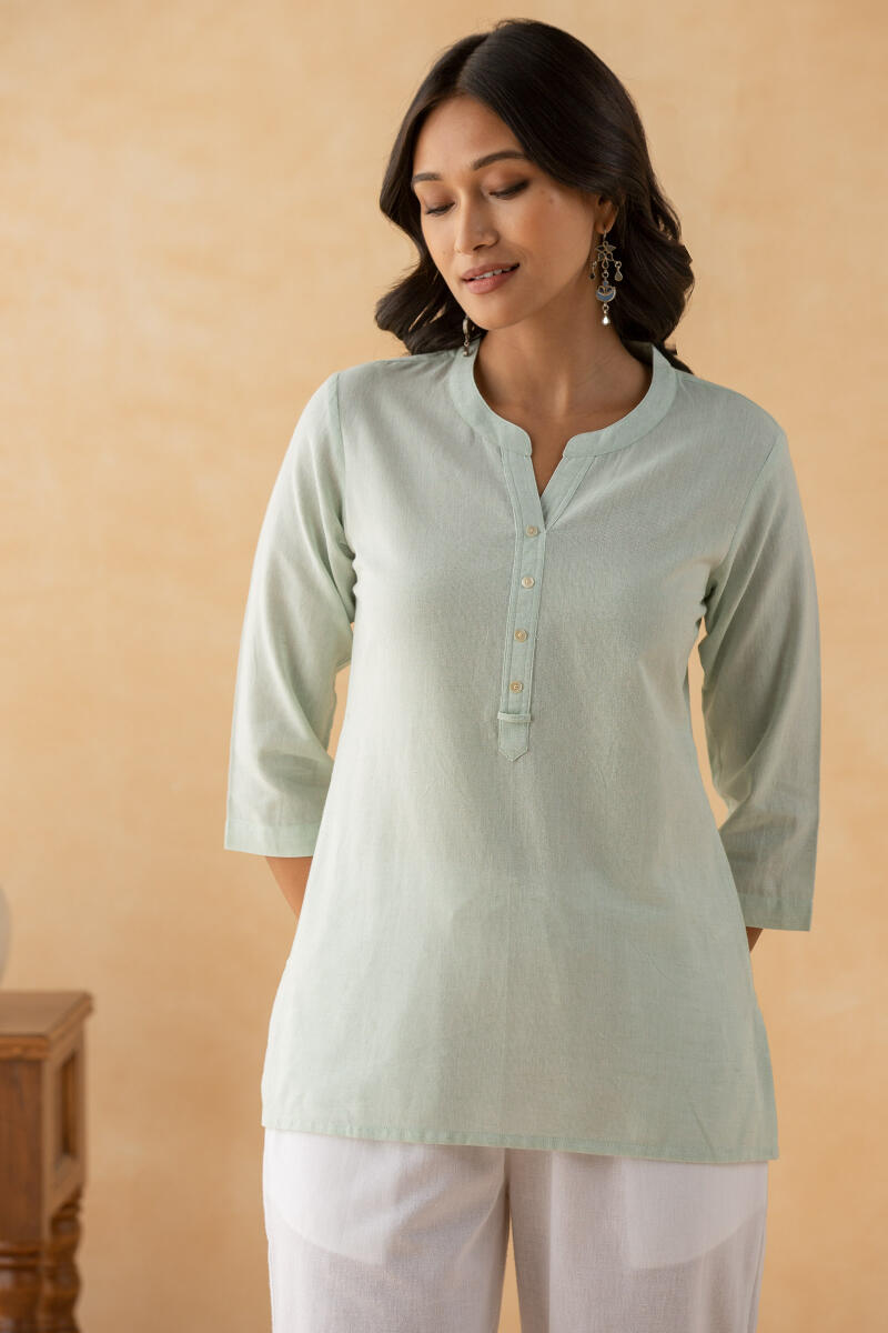 Green Handcrafted Cotton Linen Shirt