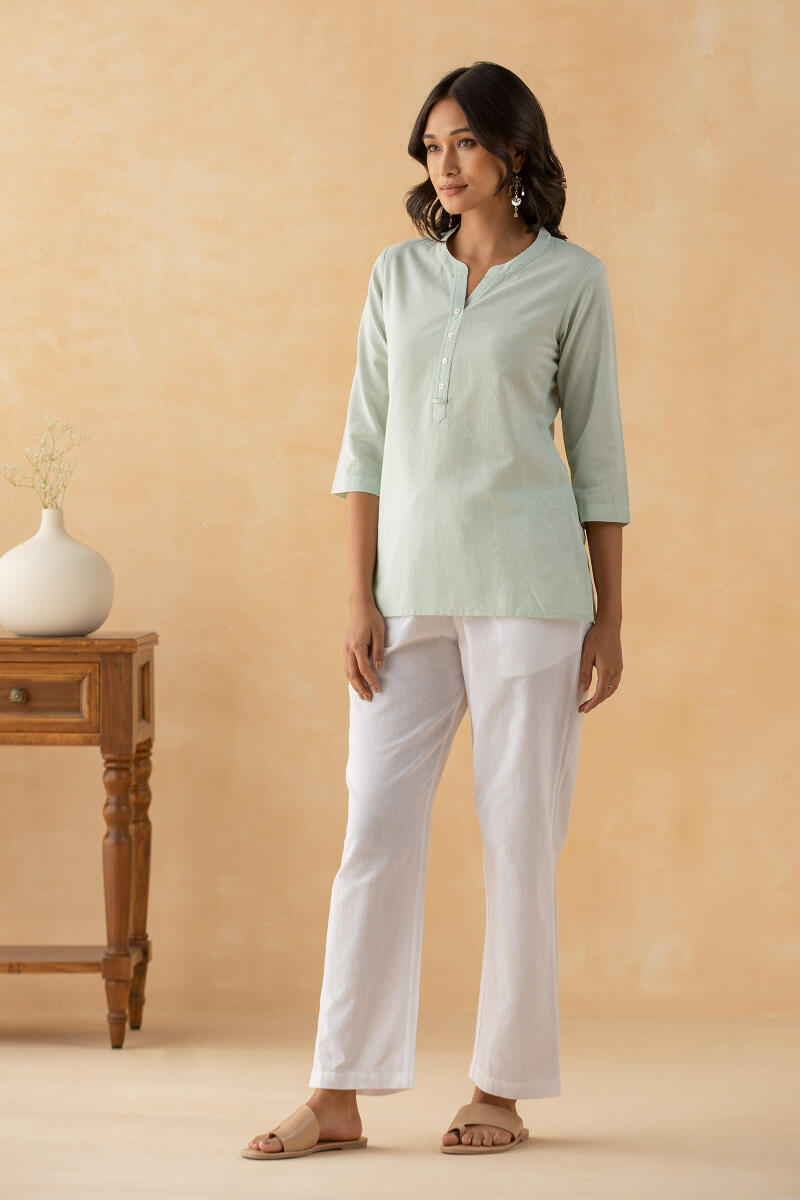 Green Handcrafted Cotton Linen Shirt