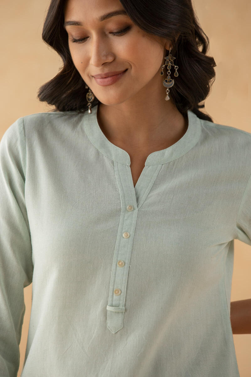 Green Handcrafted Cotton Linen Shirt