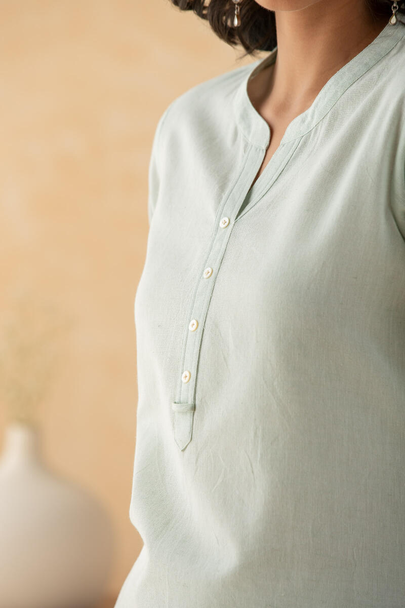 Green Handcrafted Cotton Linen Shirt