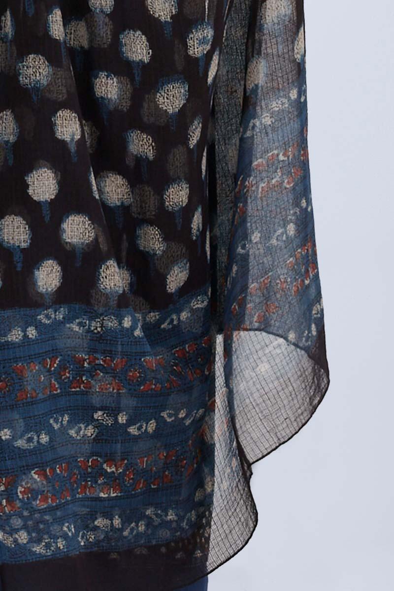 Indigo Block Printed Kota Dupatta