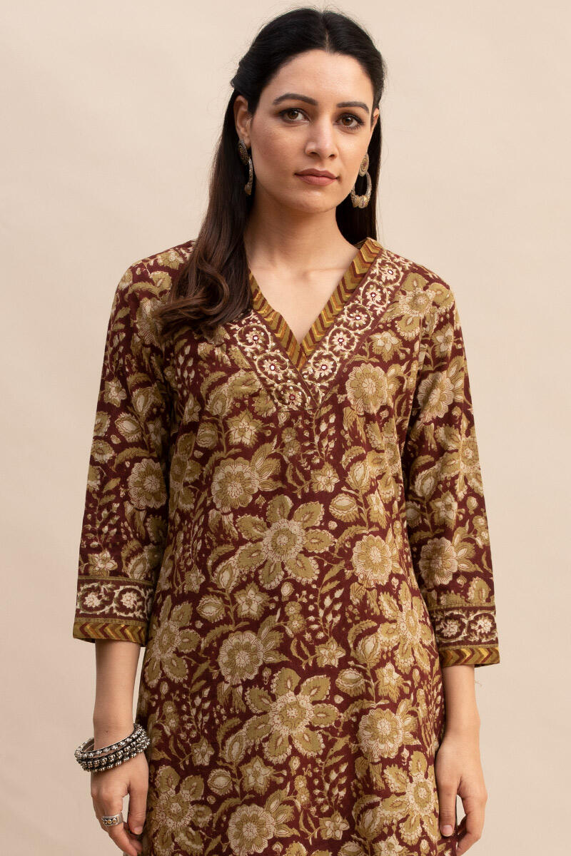 Bagru Block Printed Straight Cotton Kurta