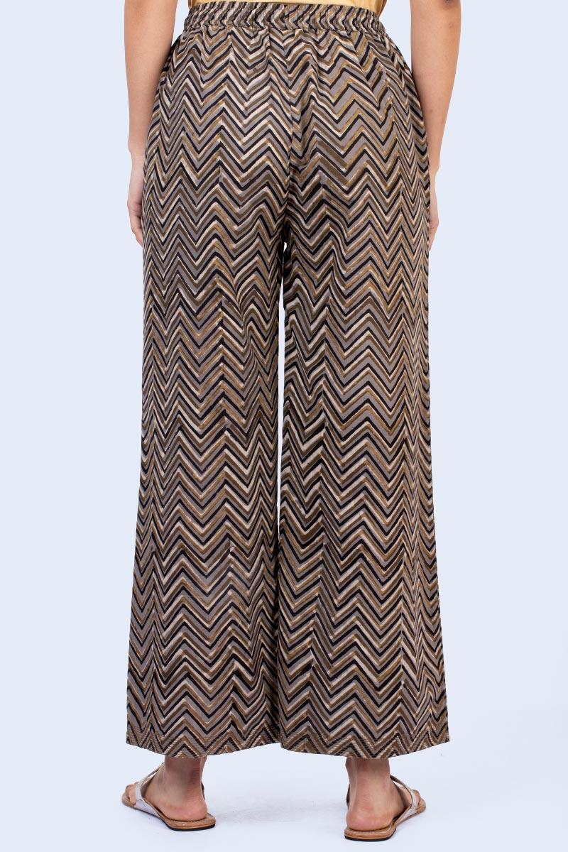 Grey Block Printed Cotton Farsi Pants