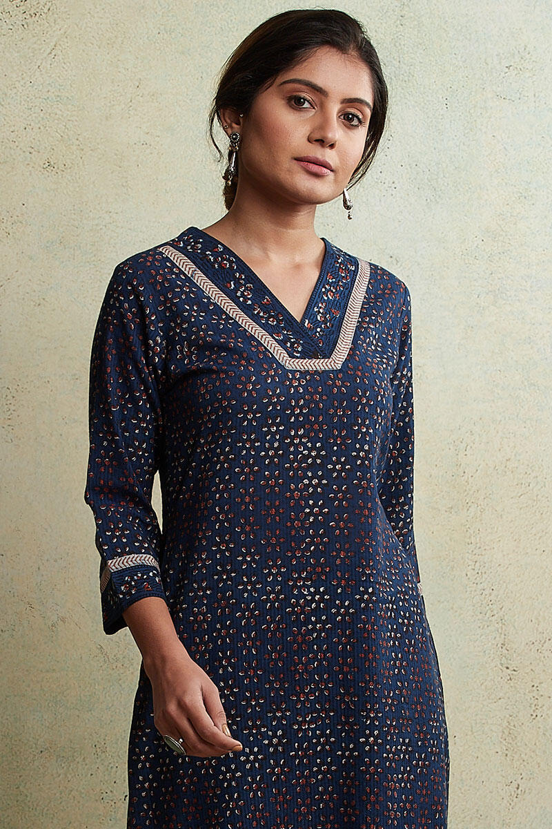 Sanganeri Block Printed Straight Cotton Kurta