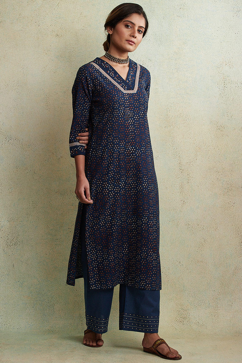 Sanganeri Block Printed Straight Cotton Kurta