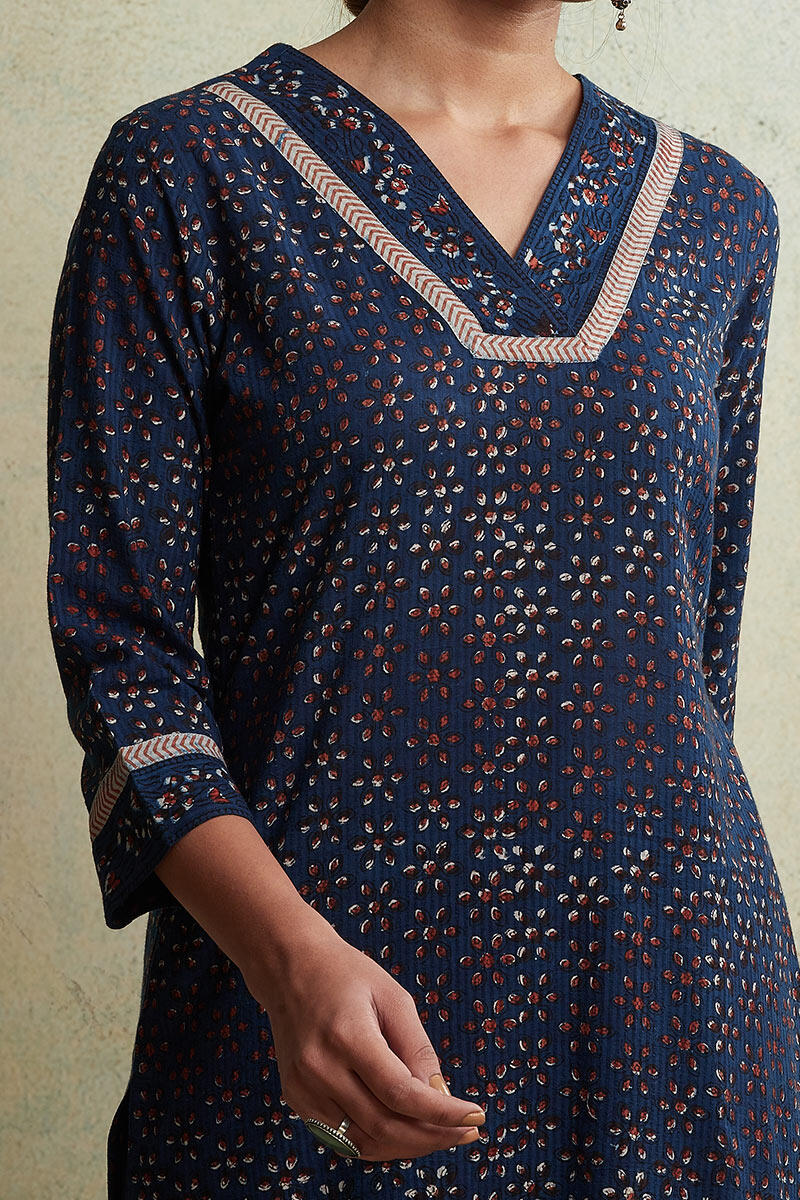 Sanganeri Block Printed Straight Cotton Kurta