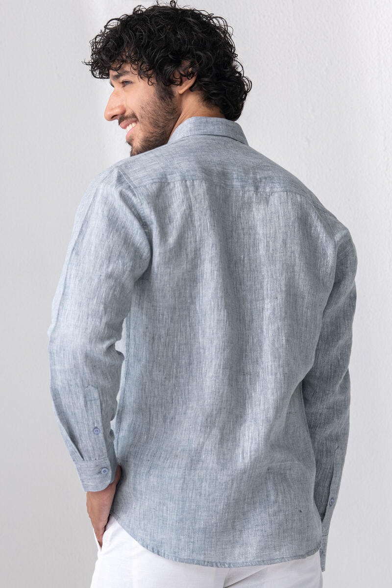 Blue Handcrafted Linen Shirt