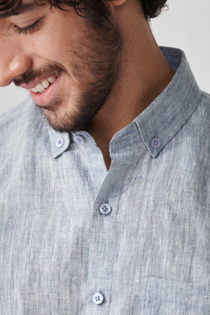 Blue Handcrafted Linen Shirt