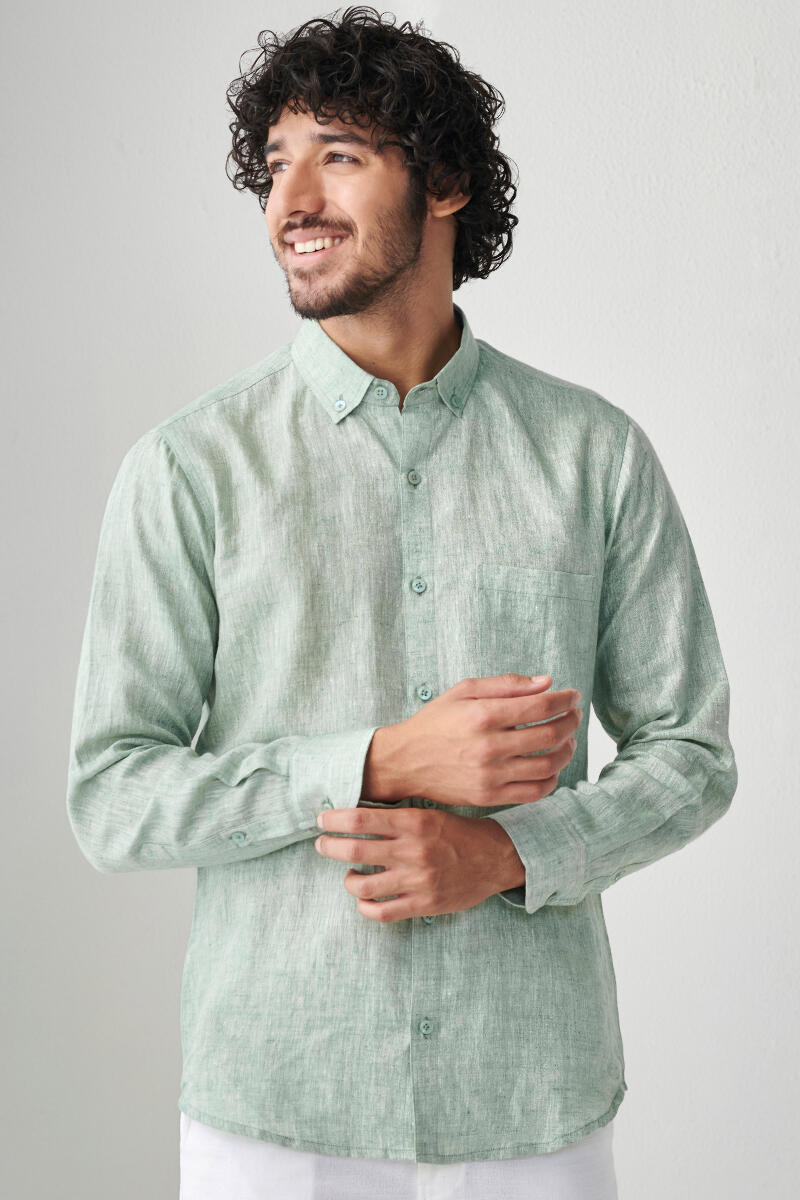 Green Handcrafted Linen Shirt