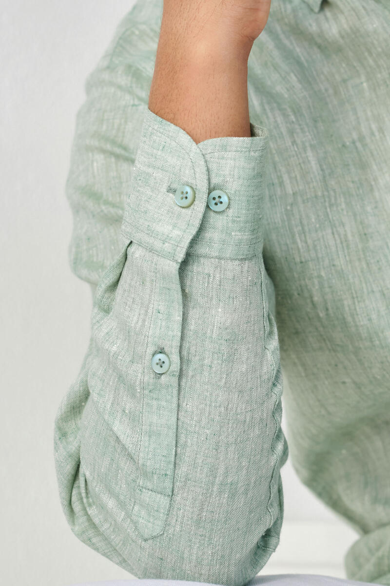 Green Handcrafted Linen Shirt