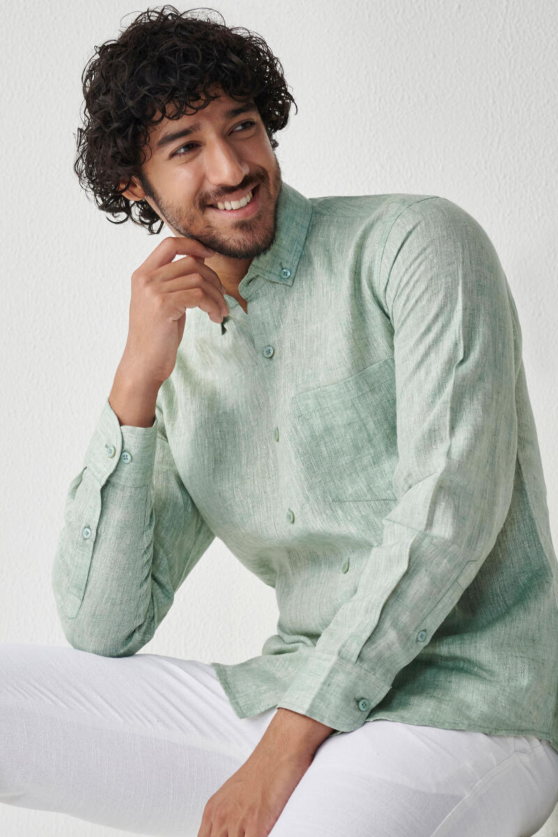 Green Handcrafted Linen Shirt