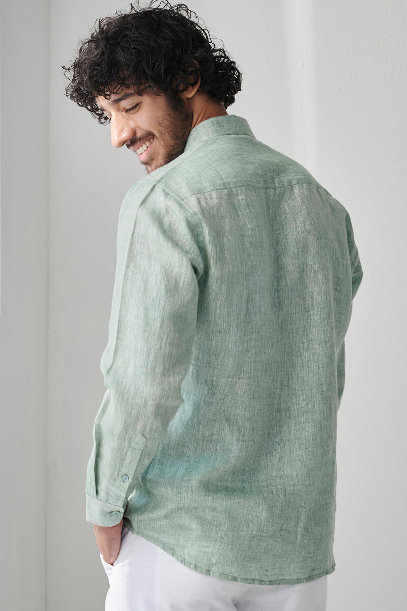 Green Handcrafted Linen Shirt